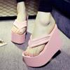 Summer Women High Heel Sandals Thick Bottom Wedges Anti-slip Beach Flip-flops