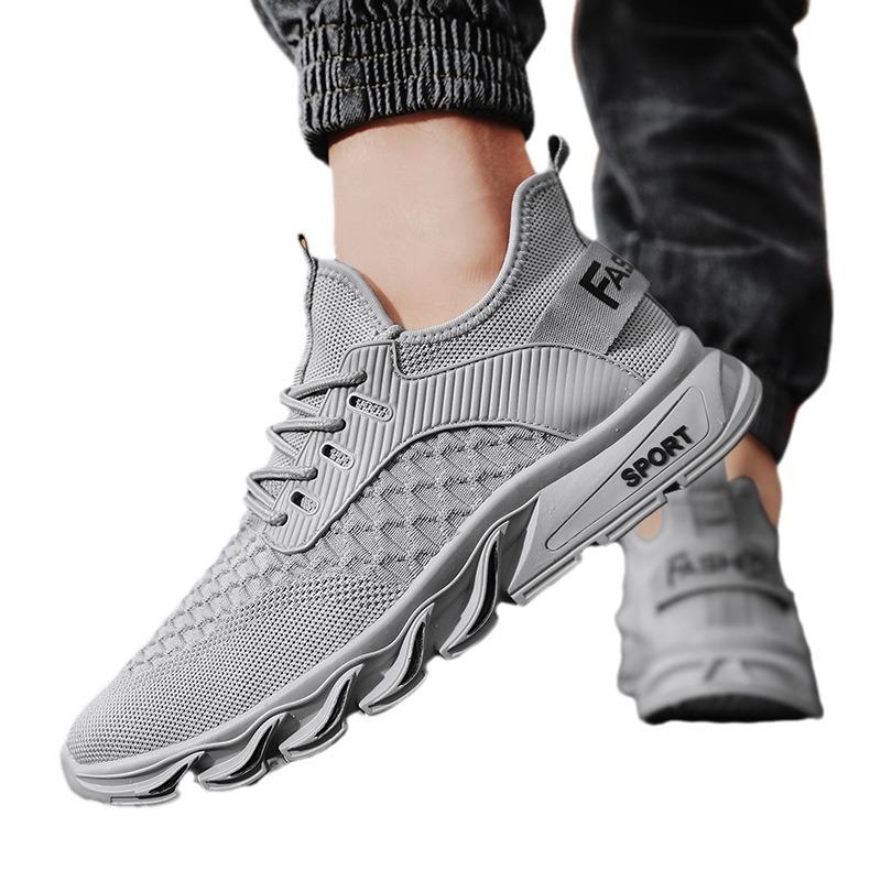Осенняя мужская обувь из сетки 2025 года, новая мужская повседневная спортивная обувь из сетки с мушками, модная обувь для бега, мужская дышащая