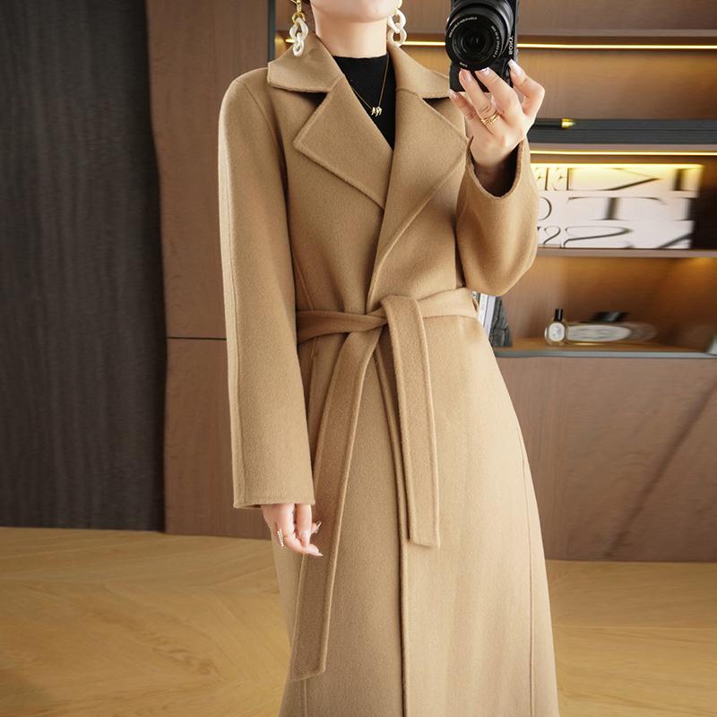 Женское пальто из 100% шерсти TIDENOVEL Осеннее шерстяное длинное пальто Ручной работы Пальто-бушлат Зимняя теплая шерстяная длинная куртка Пальто