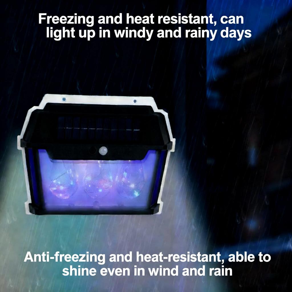 LED Solar Motion Sensor Lights Outdoor Solar Fence Lights with RGB Color Solar Powered Security Light Waterproof forOutside Yard