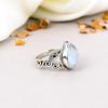 925 Sterling Silver Rainbow Moonstone Pear Shape Gemstone Ring For Women