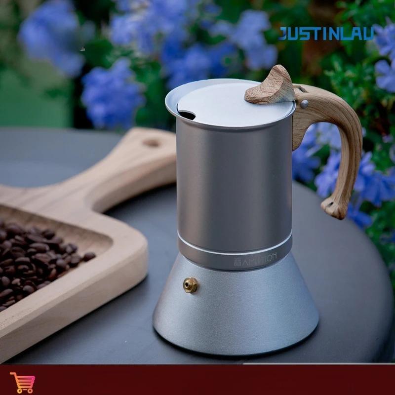 JUSTINLAU 3/6 Cups Moka Coffee Maker Pot Aluminum Coffee Pot for Kitchen Italian Mocha Espresso Latte Stovetop Filter Barista