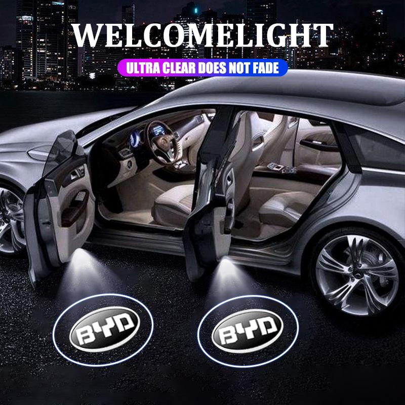 Для BYD Atto 3 Act Tang F3 E6 Yuan Song Plus EV F0 Qin 2 шт. Светодиодная беспроводная лампа приветствия двери автомобиля Проектор Свет Автоаксессуары