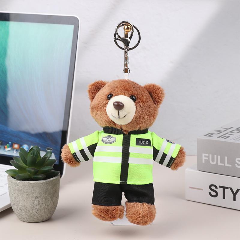 Дорожная полиция Маленький медведь панда плюшевые игрушки брелок полиция пожарные животные брелок кулон автомобиль рюкзак подвески сумка декор подарки