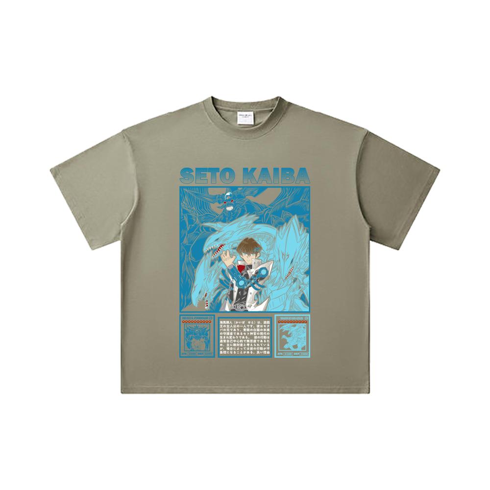 260 GSM Double Yarn 32 Count 100% Cotton Yu-Gi-Oh V6 Seto Kaiba Print Unisex Heavy Cotton T Shirt