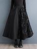 Черные Юбки Асимметричные Лоскутное шитье с цветочным узором Свободные Женские