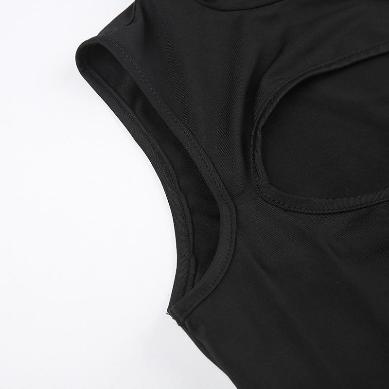 Готический Техноодежда Сексуальный Вырез Безрукавная Майка Боди Для Женщин Уличный Стиль Комбинезон Жилет Без Спины Для Женщин