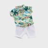 Kids' Summer Short-Sleeve Leaf Print Lapel Shirt