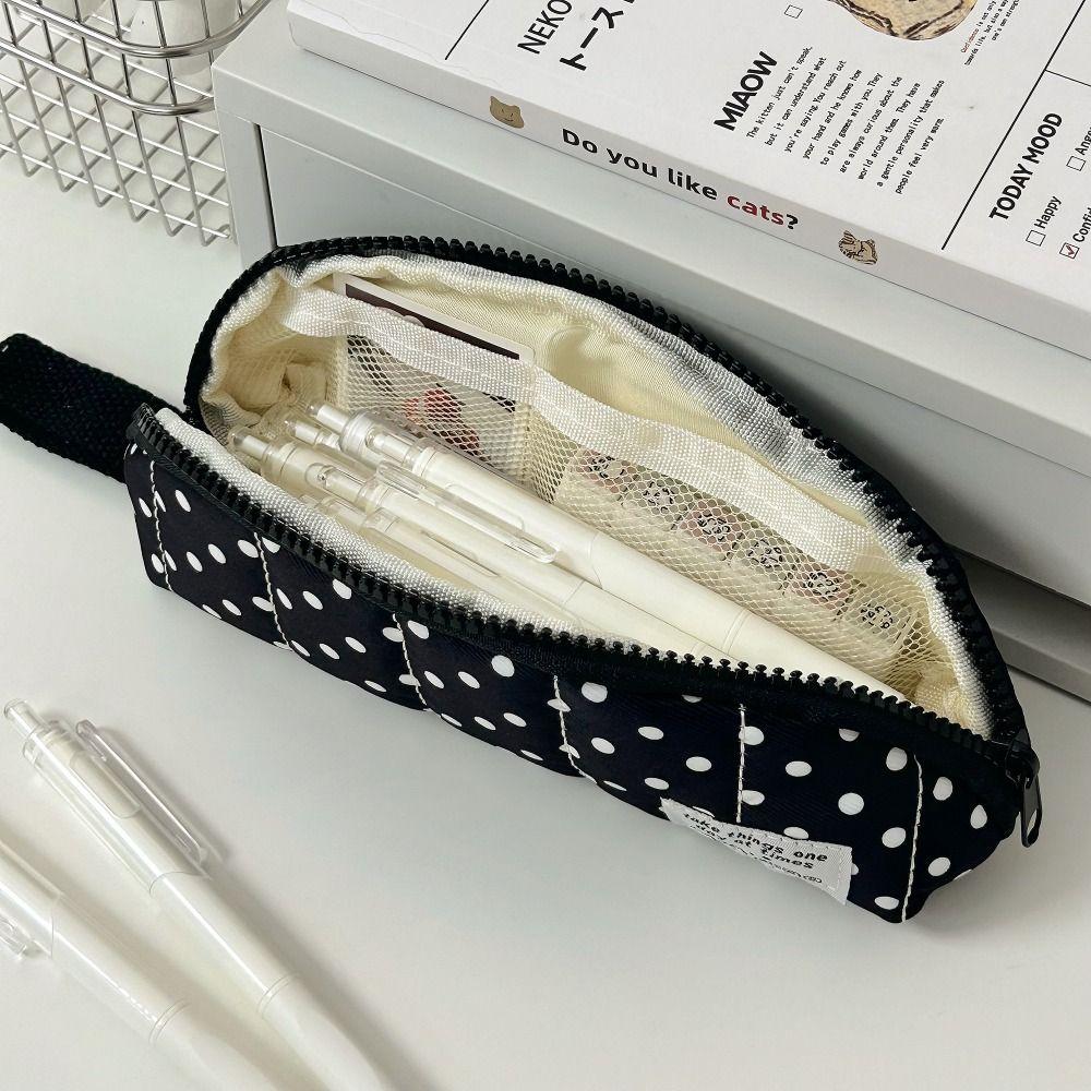Polka Dot Design Pen Bag Portable Pencil Pouch Stationery Organizer  School Supplies