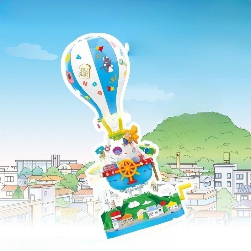 Anime and cartoon building blocks, hot air balloons, lamp models, decorations, small molecule building toys, gifts