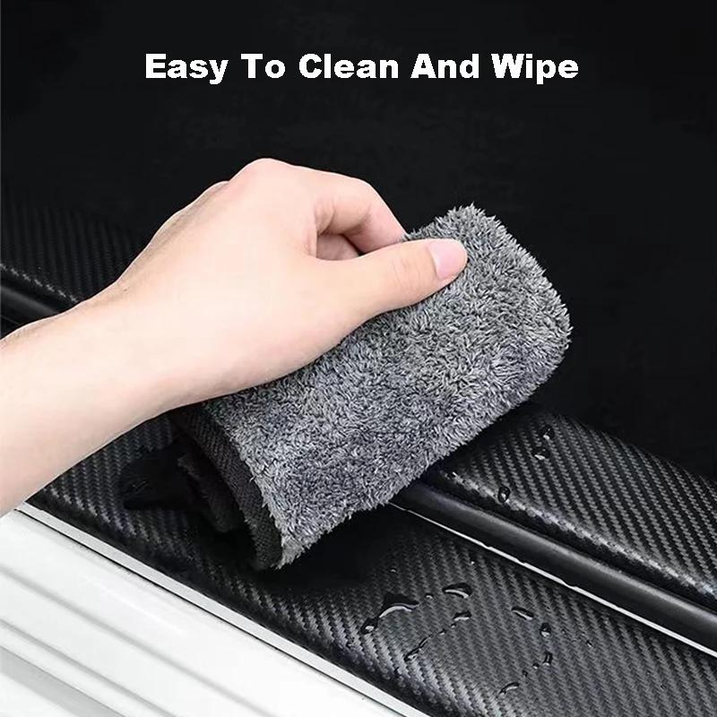Carbon Fiber Car Door Sill Threshold Protector Auto Stickers Decals For 1heg VW ABT Logo Jetta CC Beetle Accessories HGEW6