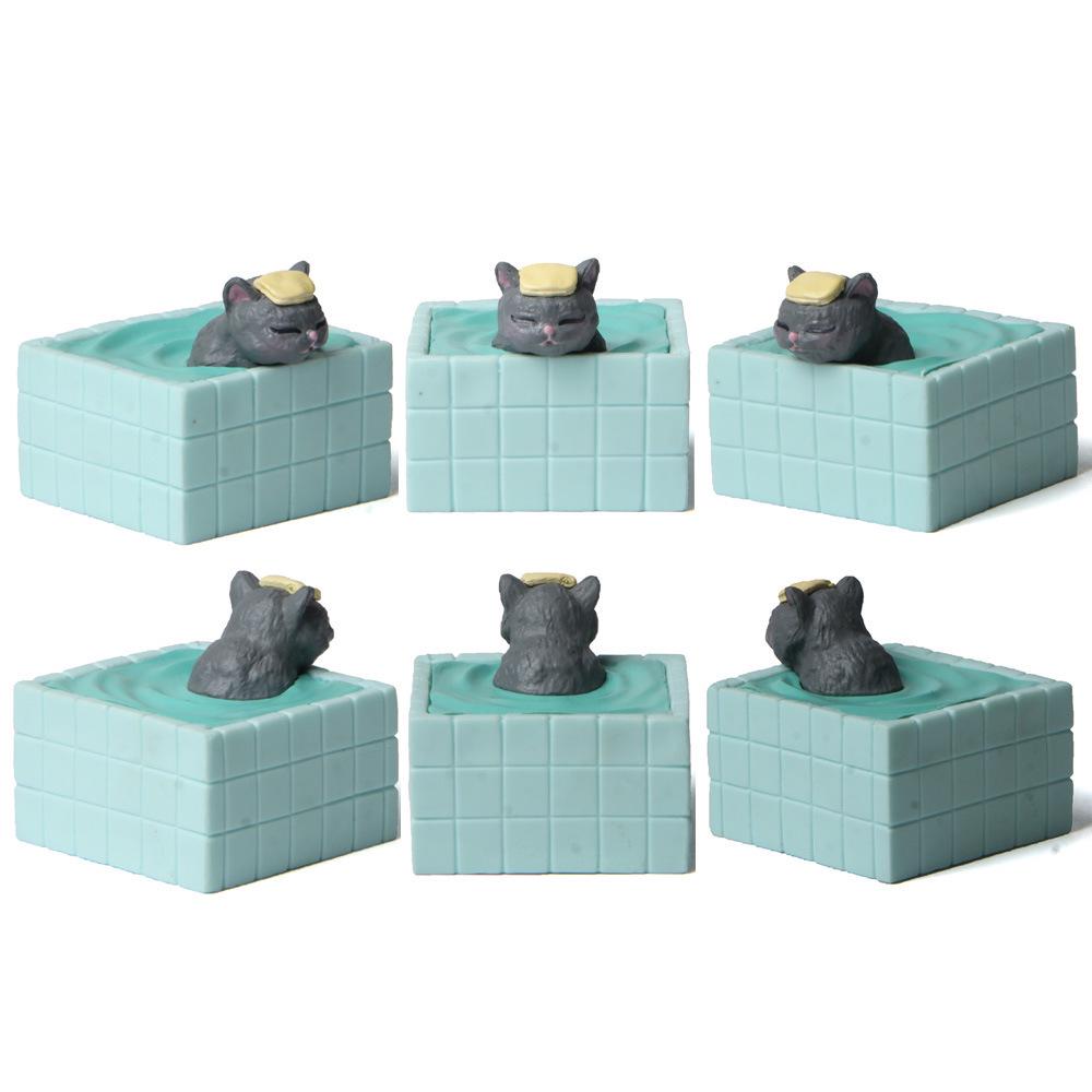 Creative Cat Meow Bath Bomb Set with Blue Tub and Hand-Painted Figurines for Micro Landscape Gardening