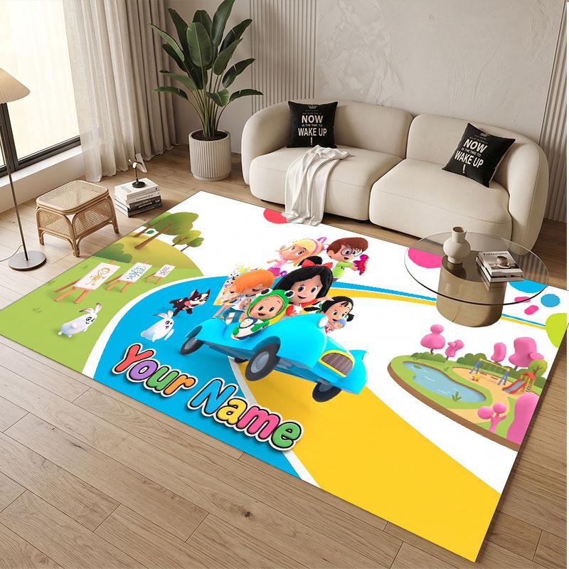 Custom Name Text Crystal Velvet Rug,Cleo & Cuquín Soft Plush Decorative Non Slip Floor Carpet