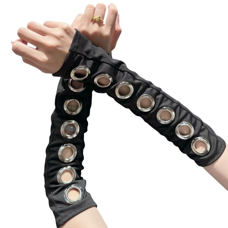 Панк нарукавники Дышащий эластичный дизайн Нарукавники Перчатки без пальцев Манжеты Рукава Для музыкального фестиваля и уличной одежды