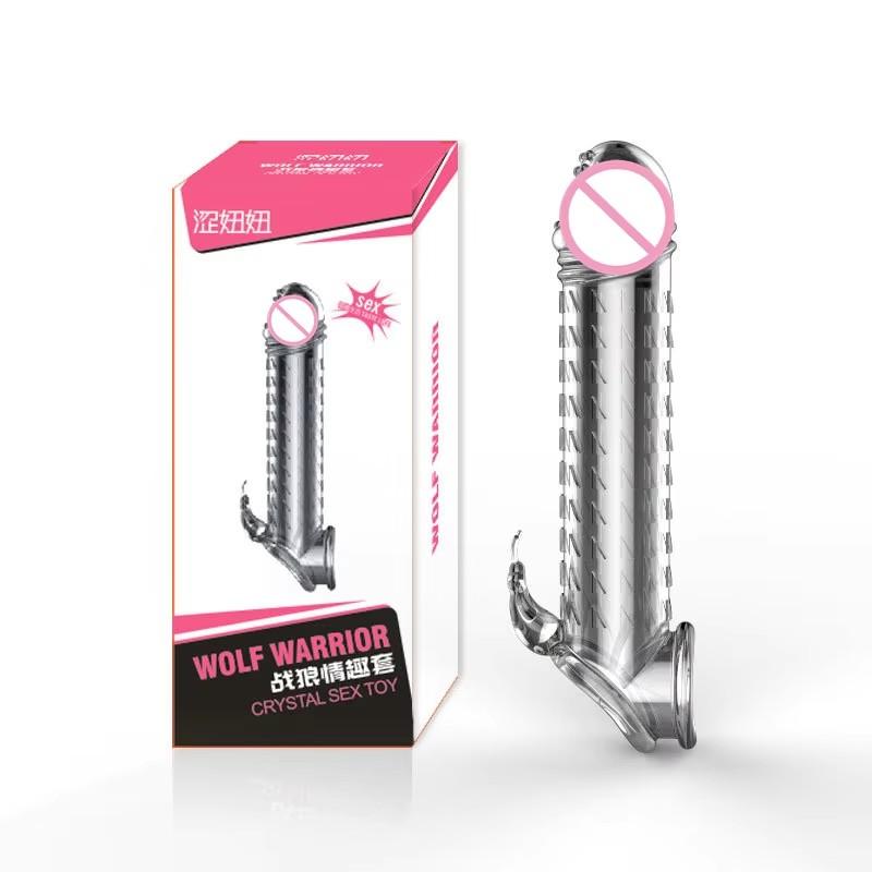 Насадка на пенис для задержки эякуляции, силиконовые секс-игрушки для пар, хрустальный удлинитель пениса, увеличитель, кольцо для увеличения члена, секс-шоп