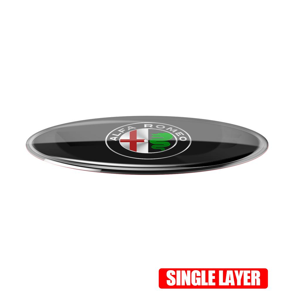 DDHQV1 1pc 3D Aluminium Ellipse Car Emblem Alfa Romeo Badge Decal Decorative Stickers For Alfa Romeo Giulietta GT 159 147 Accessories