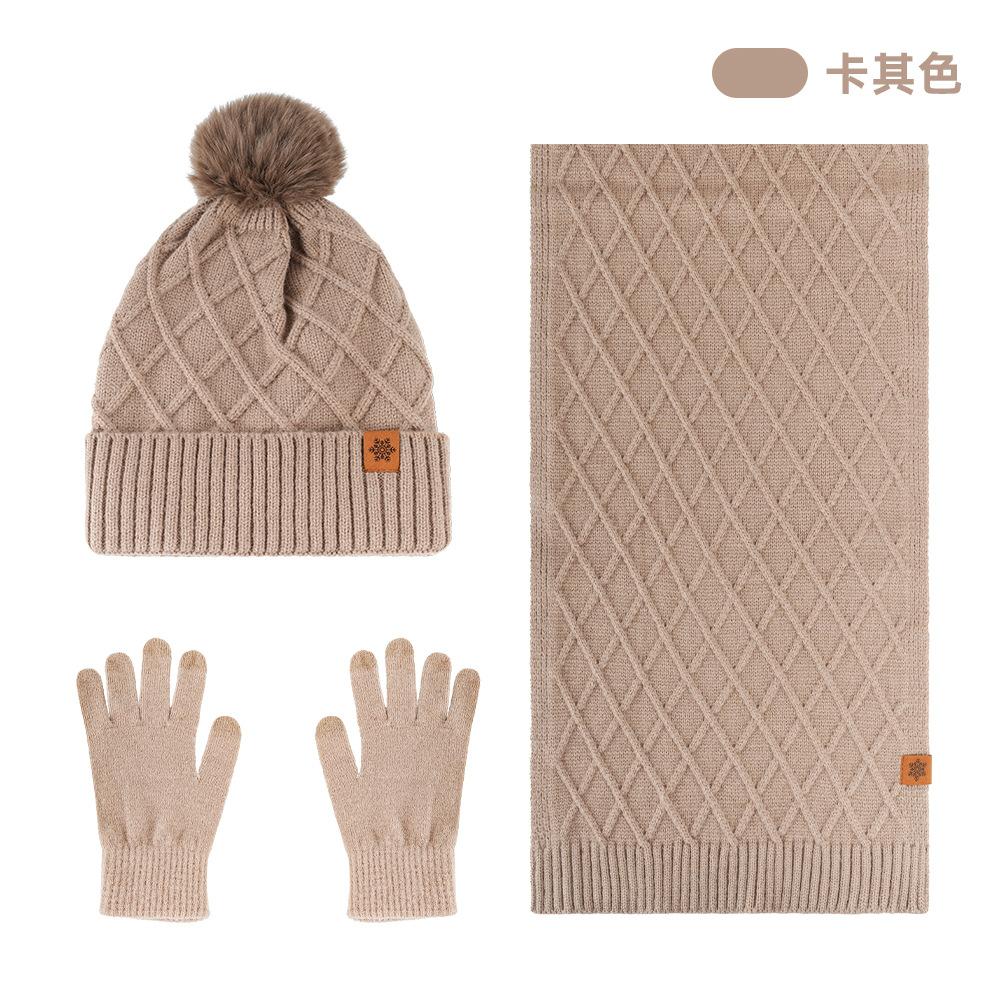 Knitted Hat Children's Winter Solid Color Warm Double Layer Fleece Outdoor Riding Ear Protector Wool, Knitted Hat