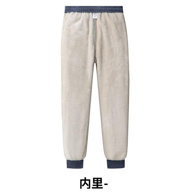 Зимние шерпа брюки мужские бархатные утолщенные двухсторонние полар-флисовые теплые брюки повседневные уличные брюки