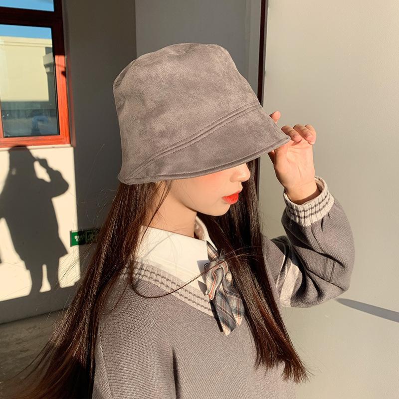 Hat for Women In Autumn and Winter Suede Fisherman Hat Solid Color Light Board Bucket Hat Men Trendy Outdoor Versatile Pot Hat Casual Versatile