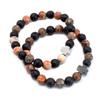 Couples Bracelets Pair Leopard Skin Jasper Lava Stone
