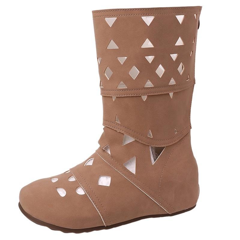 Секундный товар~ Богемный стиль нишевый дизайн внутренняя высота увеличение рыцарские сапоги женские полые резные тонкие сапоги