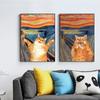 Funny Cat with Famous Painting Canvas Painting Friend and The Scream Wall Art Poster and Prints Mural Home Room Decoration