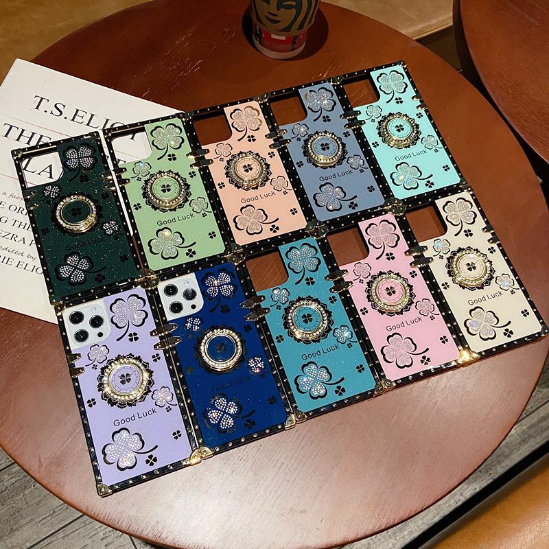 Креативный квадратный ремешок с ромбовидными перьями и листьями для IPhone 15 14 13 12 11 Pro Max чехол для Redmi 9 9A 9C Note 10 9/Samsung S23 S22 Ultra S21 A22 A52 A12