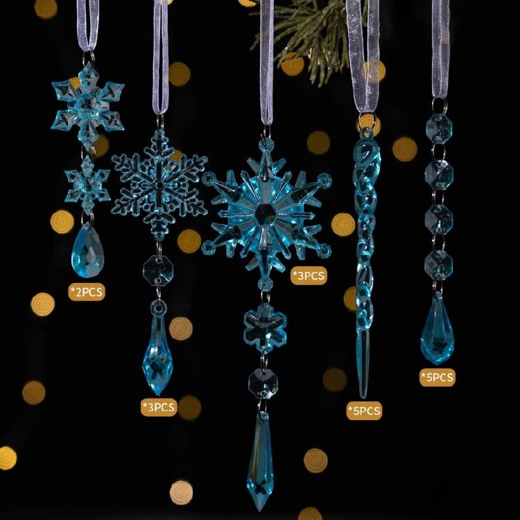18Pieces Premium Acrylic Ice Christmas Ornamentation Crystal Snowflake Transparent Decors For Indoor Festival Display