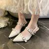 Designer Summer Rivet Women Sandals Fashion Pointed Toe Singbacks Shoes Ladies Elegant Dancing Party High Heel Sandalias