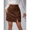 Women'S Solid Color Suede Skirt European And American High Waist Metal Buckle Bodycon Short Skirt