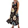 Women's Summer Casual Fashion Easter Printed Sleeveless Round Neck Pocket Dress