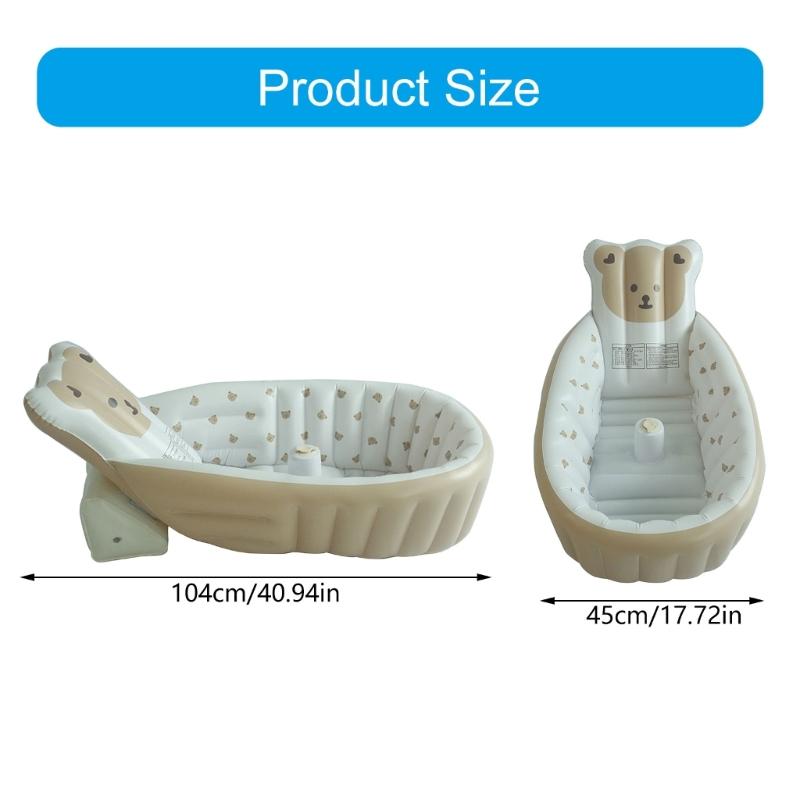 Kids Inflatable Bath Tub For Baby Gentle PVC Bath Accessories With Thick Cushioned Air Wall Baby Swimming Pool
