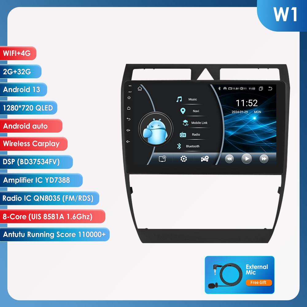 Hizpo 4G+WIFI 2 Din Android Авто Радио для A6 C5 1997 - 2004 S6 RS6 Carplay Автомобильный Мультимедиа GPS 2din Авторадио Навигация GPS Головное Устройство Автоаудио Видео