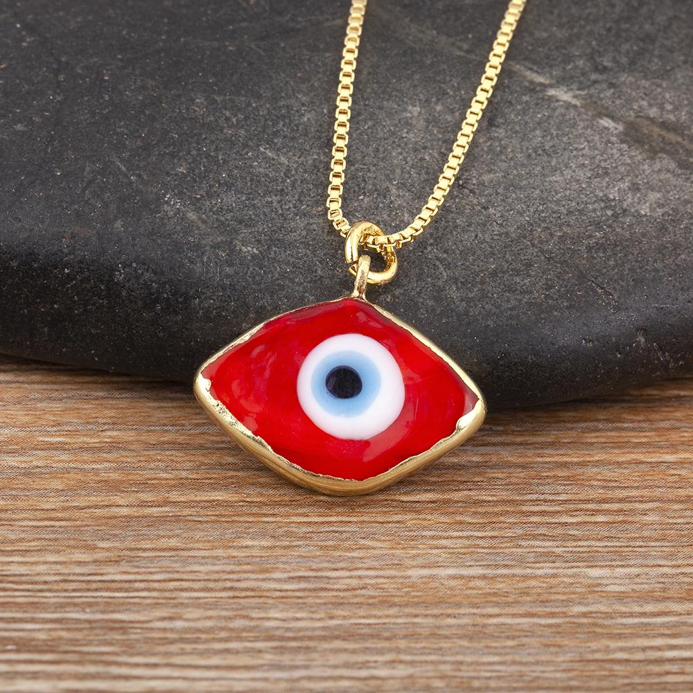 Nidin Trendy Turkish Evil Eye Pendant Necklace For Women Clavicle Chain Zirconia Amulet Protection Jewelry Charm Daily Wear Gift