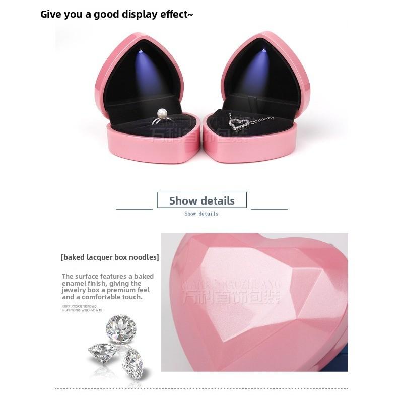Romantic heart-shaped jewelry box - premium led lighted ring box for necklaces and pendants