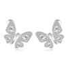 Umiwe Earrings Leave It On Compatible with Metal Allergies Ladies Second Piercing S925 Silver Platinum Plated Both Ears Cute Butterfly Earrings
