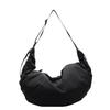Commuter Crossbody Bag Pleated Pendant with Crescent Vagrant Bag Shoulder Bag Women's Nylon Fabric Dumpling Bag Large Capacity Crescent Bag