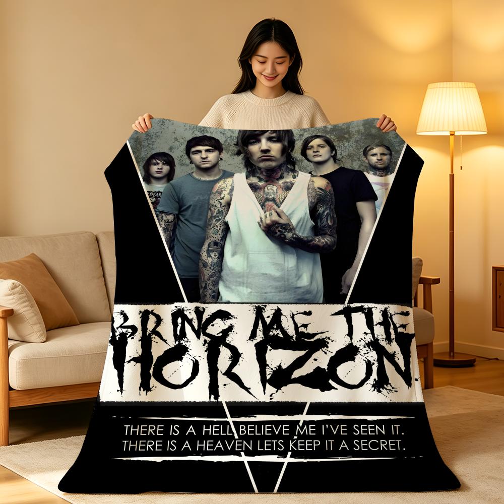 Плед B-Bring.Me.The.Horizon Высокой Плотности Короткий Плюш Мягкий Кожаный для Дивана Дремоты Кондиционируемой Комнаты