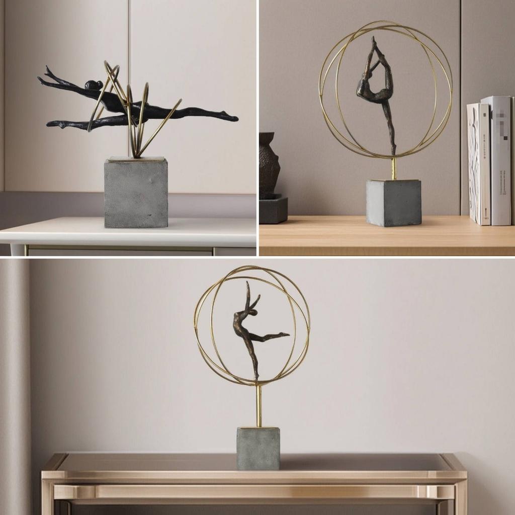 Gymnast Figurine with Pedestal Geometric Gymnast Sculpture Ornament Contemporary Decorative Object Minimalist for Gymnasts