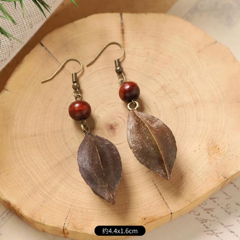 Оригинальные серьги Mori Plant Fruit, натуральные желуди, ручная работа, ретро-женские длинные серьги, этнический стиль, литературная и традиционная китайская медицина