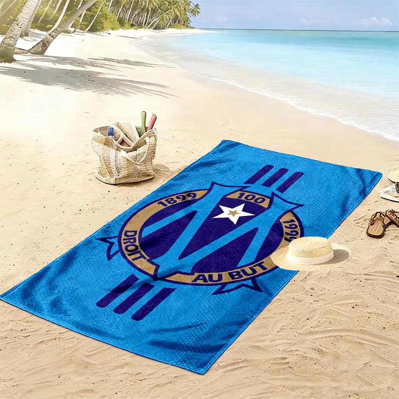 Olympique de Marseille Print Beach Towel, Large Soft Quick Dry Towel for Beach Camping Swimming
