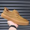 Summer Leather Breathable Men's Shoes 2025 New Versatile Trend Thick Sole Hollow Hole Casual Leather Shoes Men's Board Shoes