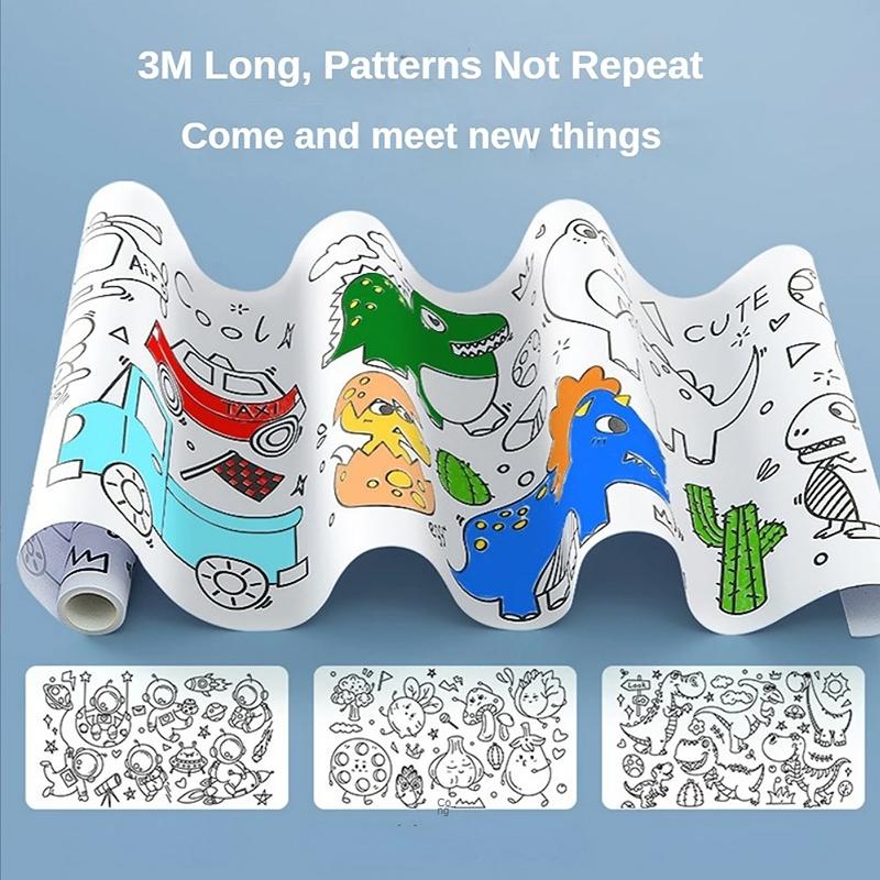 Kids Drawing Toys Sticky Coloring Roll Paper DIY Graffiti Scroll Color Filling Paper Painting Educational Toys for Girl Gift
