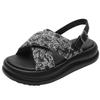 National style sandals women's platform new Chinese style summer new retro round head muffin bottom ethnic style outdoor wear beach shoes