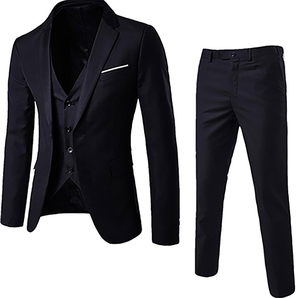 Men’s Suit Slim 3-Piece Suit R Business Wedding Party Jacket Vest & Pants