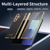 Чехол для Samsung Z Fold7: Складной, с гальваническим покрытием, узор «ромб», однотонная кожа, полное покрытие для Fold6/5, трансграничная совместимость.