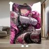 Фланелевое одеяло с принтом в стиле аниме-девушек, подходит для всех сезонов, для гостиной, офиса, дивана и путешествий