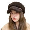 Autumn And Winter Women's Thick Octagonal Hat With Added Velvet Winter Warm Duckbill Cap Casual Sboy Hat