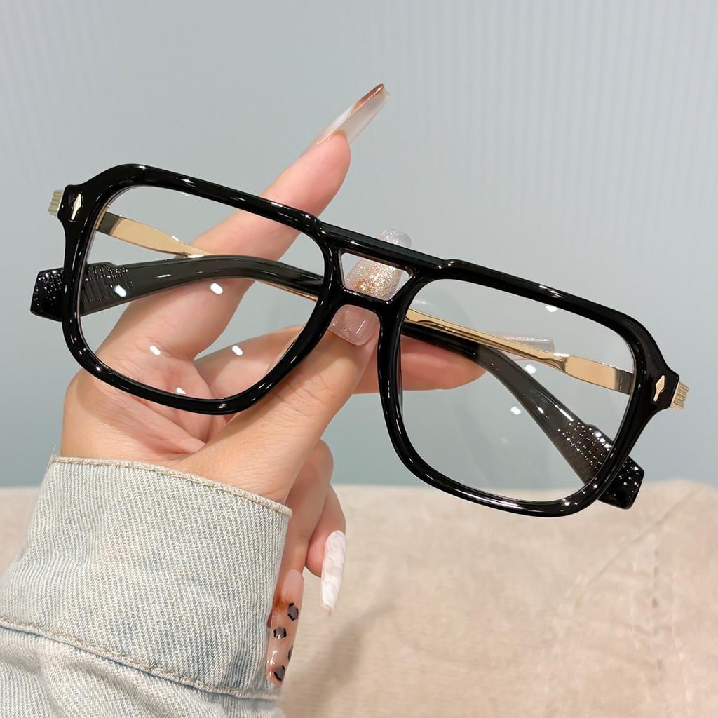 Rice nail square small frame flat mirror anti-blue light popular fashion versatile plain white trend frame glasses