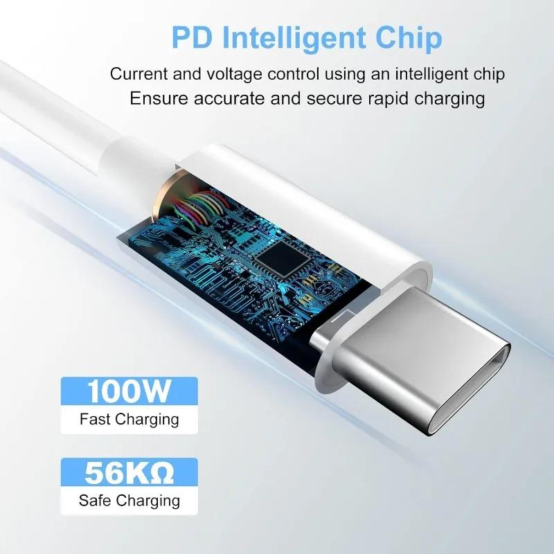 100W USB Type C Cable PD Fast Charging Phone Charger Data Cord For iPhone Samsung Xiaomi Huawei USB C to USB C Quick Charge Wire 4